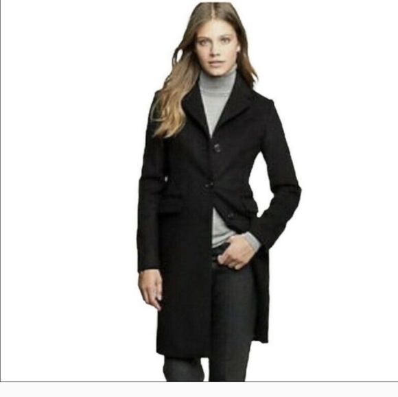 J.Crew Top Coat Wool/Cashmere Button Down Fully Lined Charcoal Peacoat(2)Petite - Picture 2 of 11